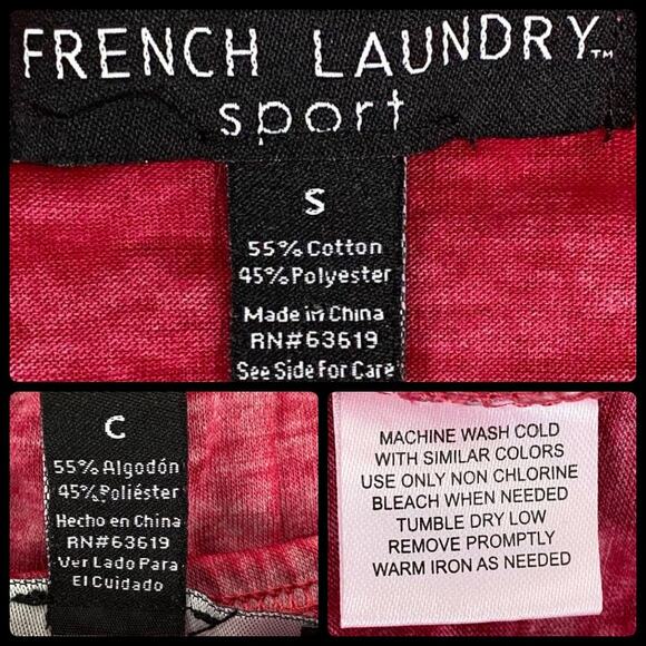 French Laundry Sport Semi-Sheer Burnout Workout Tank Top Tee Shirt in Red Small - Picture 6 of 7